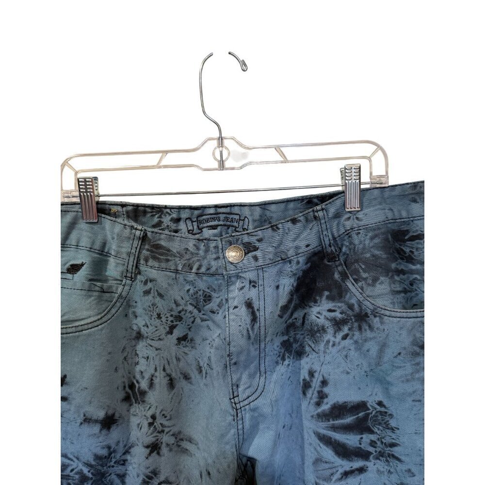 Robins Jean Tie-Dye Slim Fit Denim Jeans Blue Black Studded Back Pockets size 40 - Picture 2 of 11
